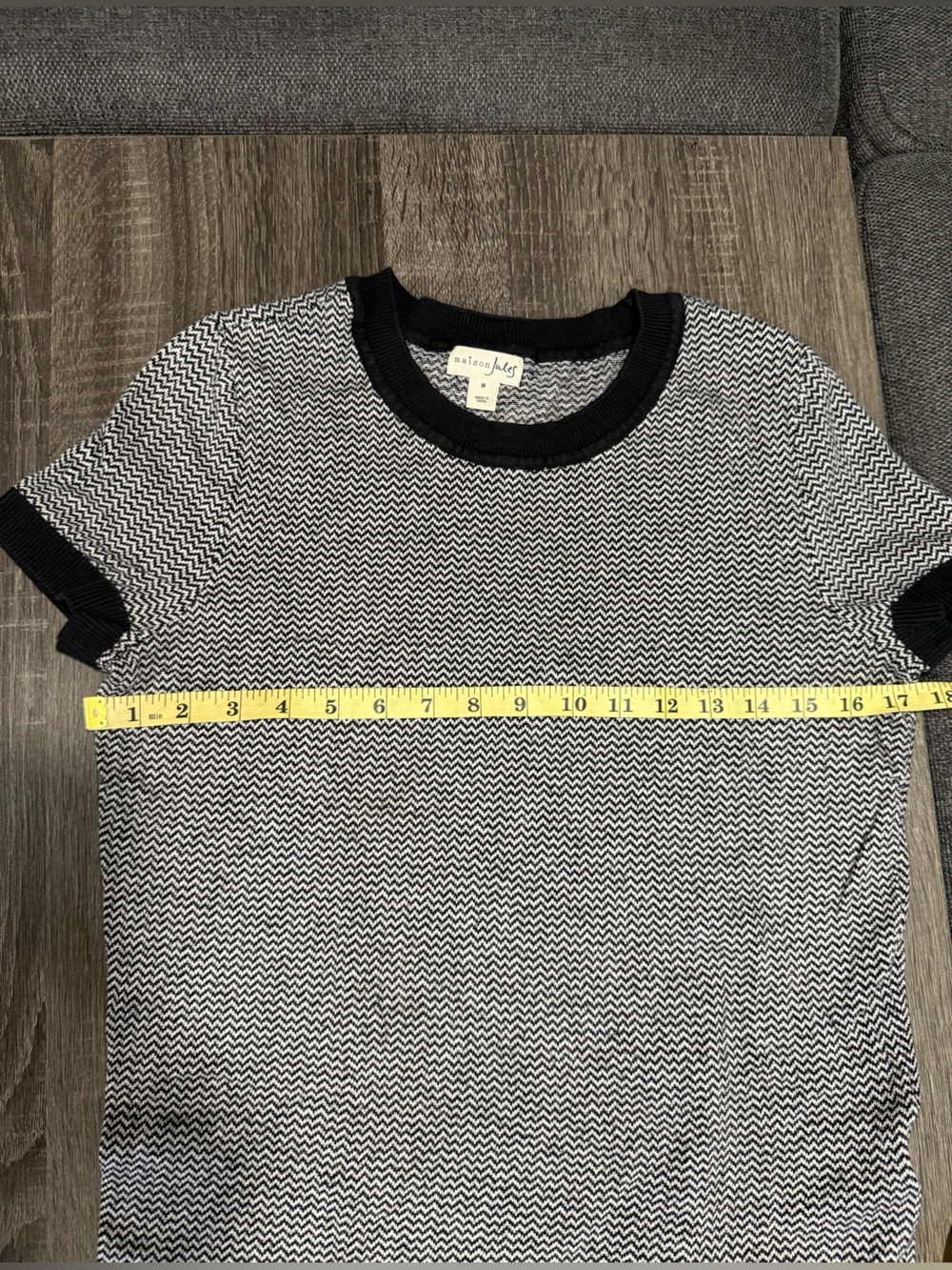 Maison Jules Black & White Chevron Knit Tee with Contrasting Trim - Picture 6 of 10